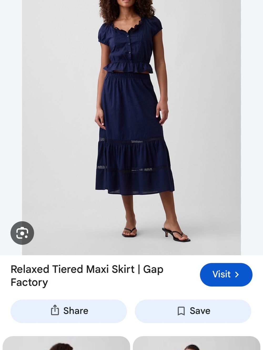 GAP Navy Tiered Midi Skirt